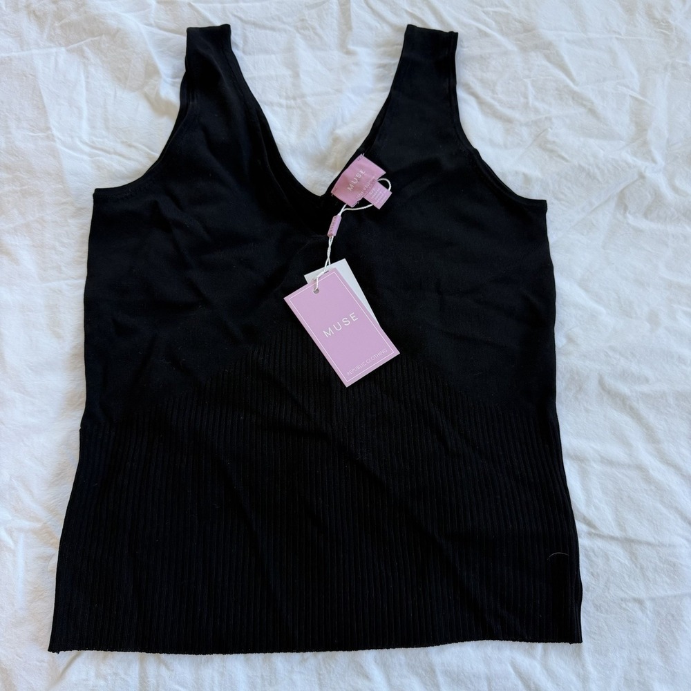 Muse Republic Clothing‎ Black Seamless Ribbed Tank Top Small NWT Stretchy